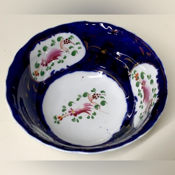 19th Century Vintage Gaudy Welsh Feather Pattern Lusterware Waste Slop Bowl - Picture 15 of 15